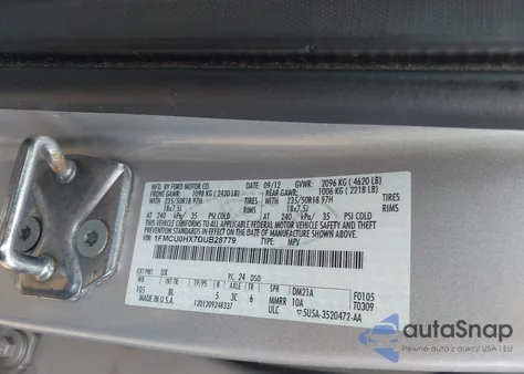 2013 Ford Escape Sel from USA, damaged, VIN 1FMCU0HX7DUB28779